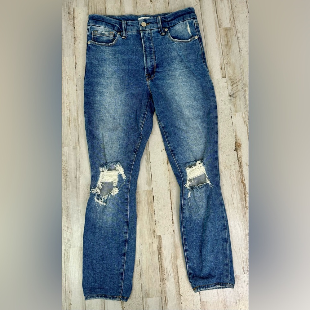 Good American Jeans Good Leg Dark Wash Blue Stretch Skinny Womens Size 6/28